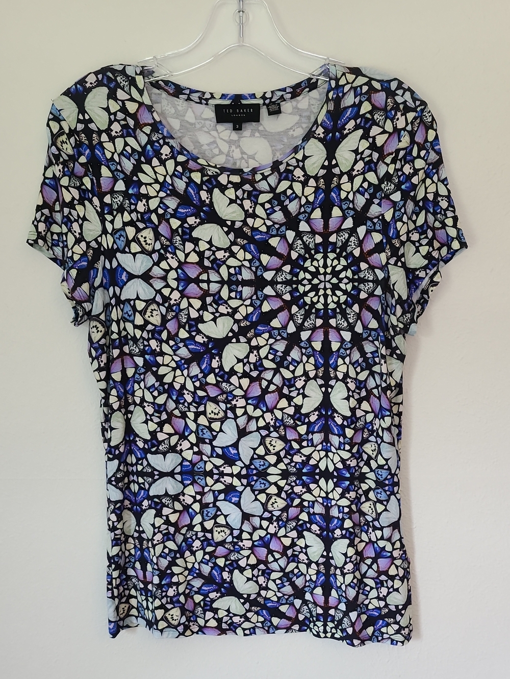 Ted Baker Black, Blue & Purple Mosaic Short Sleeve Top